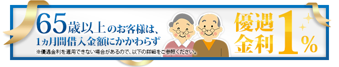 65歳以上のお客様限定　優遇金利1%キャンペーン